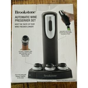 Brookstone Automatic Wine Preserver Set 3 stoppers with Date Indicators & Stand